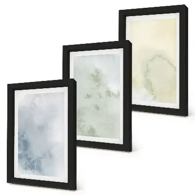 Conjunto de 3 quadros decorativos com textura de aquarela em tons pastel sobre tela