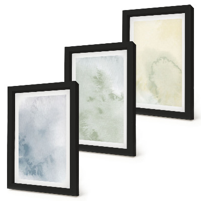 Conjunto de 3 quadros decorativos Textura de aquarela pastel sobre tela