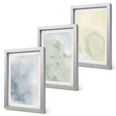 Conjunto de 3 quadros decorativos Textura de aquarela pastel sobre tela