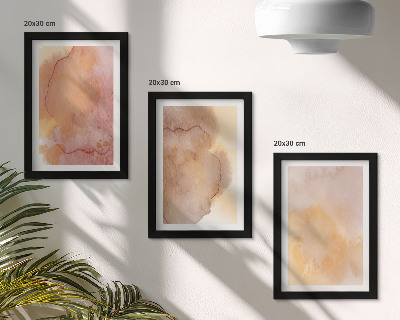 Conjunto de molduras com imagens Aquarelas em tons quentes sobre tela, texturas coloridas.