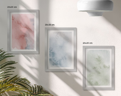 Conjunto de 3 quadros decorativos Estruturas em tons pastel, aquarelas coloridas sobre tela.
