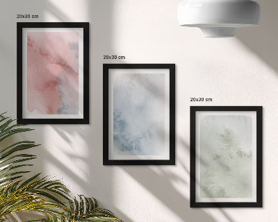 Conjunto de 3 quadros decorativos Estruturas em tons pastel, aquarelas coloridas sobre tela.
