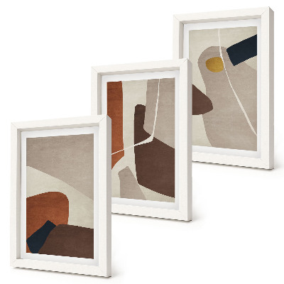 Tríptico com moldura Formas abstratas de pintura boho em estilo moderno