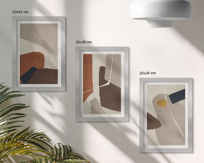 Tríptico com moldura Formas abstratas de pintura boho em estilo moderno