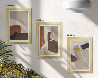 Tríptico com moldura Formas abstratas de pintura boho em estilo moderno