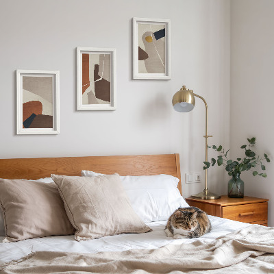 Tríptico com moldura Formas abstratas de pintura boho em estilo moderno
