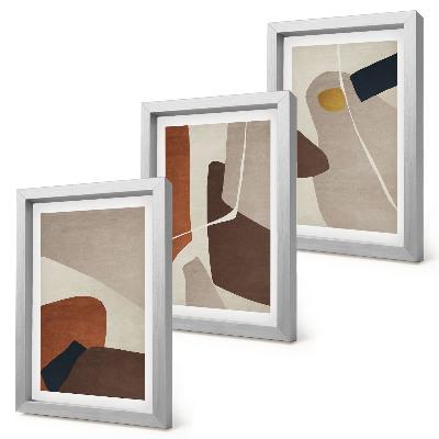 Tríptico com moldura Formas abstratas de pintura boho em estilo moderno
