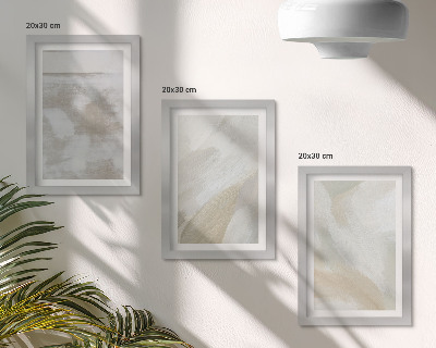 Conjunto de 3 quadros decorativos Pinceladas abstratas de tinta sobre tela