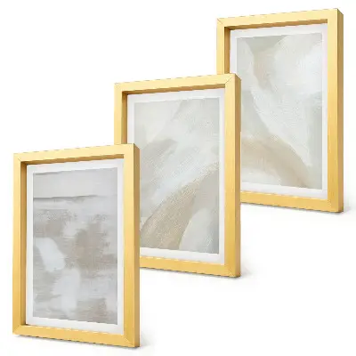 Conjunto de 3 quadros decorativos com estampa de pinceladas abstratas de tinta sobre tela