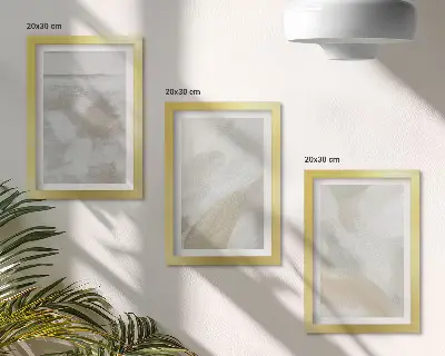 Conjunto de 3 quadros decorativos com estampa de pinceladas abstratas de tinta sobre tela