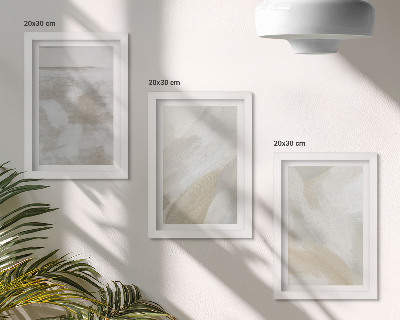 Conjunto de 3 quadros decorativos Pinceladas abstratas de tinta sobre tela
