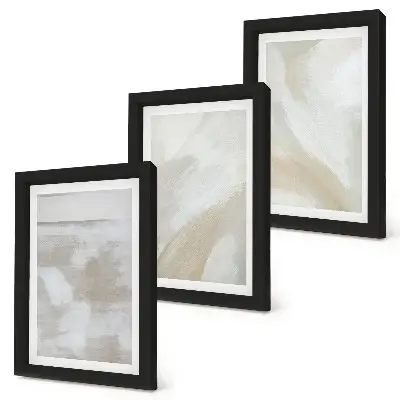 Conjunto de 3 quadros decorativos com estampa de pinceladas abstratas de tinta sobre tela