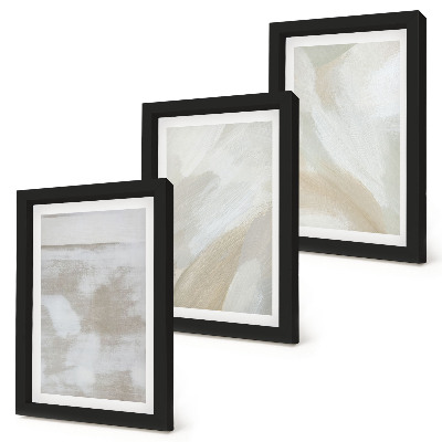 Conjunto de 3 quadros decorativos Pinceladas abstratas de tinta sobre tela