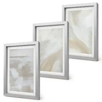 Conjunto de 3 quadros decorativos com estampa de pinceladas abstratas de tinta sobre tela