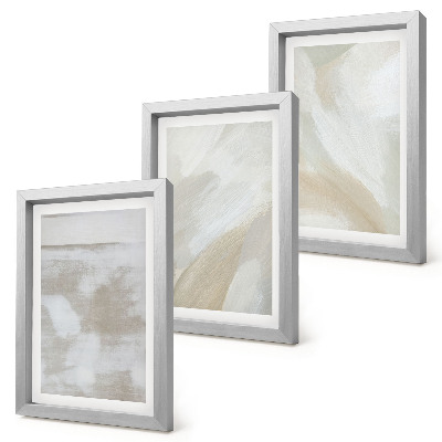 Conjunto de 3 quadros decorativos Pinceladas abstratas de tinta sobre tela