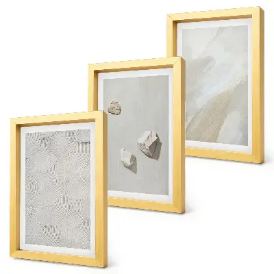 Conjunto de molduras com quadros com estética moderna de areia, pedras e texturas de tinta