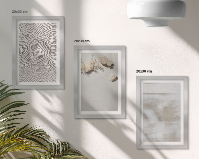 Tríptico com moldura Areia, pedras e textura desgastada em estilo boho.