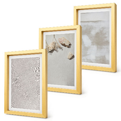 Tríptico com moldura Areia, pedras e textura desgastada em estilo boho.