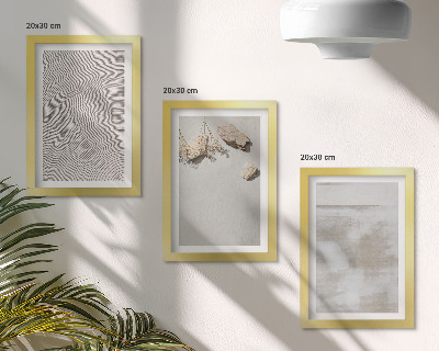 Tríptico com moldura Areia, pedras e textura desgastada em estilo boho.
