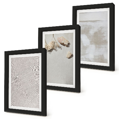 Tríptico com moldura Areia, pedras e textura desgastada em estilo boho.