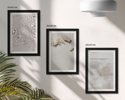 Tríptico com moldura Areia, pedras e textura desgastada em estilo boho.