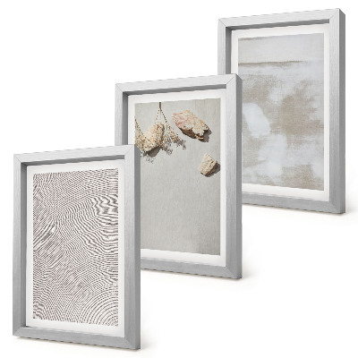 Tríptico com moldura Areia, pedras e textura desgastada em estilo boho.