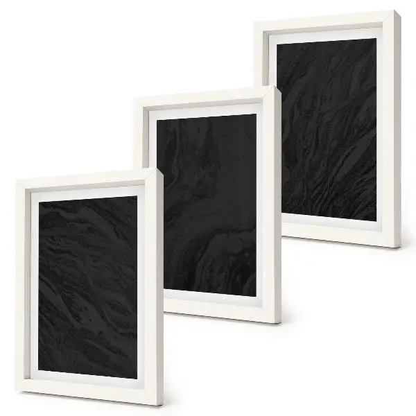 Conjunto de 3 quadros decorativos com texturas elegantes de mármore escuro em estilo glamoroso