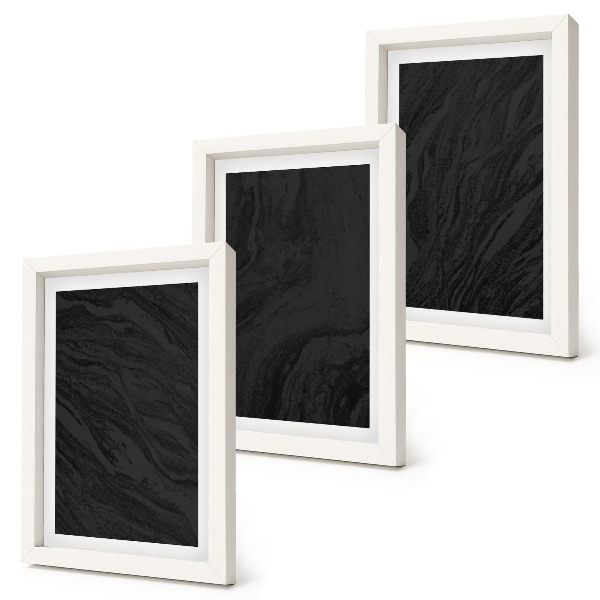 Conjunto de 3 quadros decorativos Texturas elegantes de mármore escuro em um estilo glamoroso.