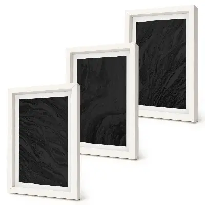 Conjunto de 3 quadros decorativos com texturas elegantes de mármore escuro em estilo glamoroso