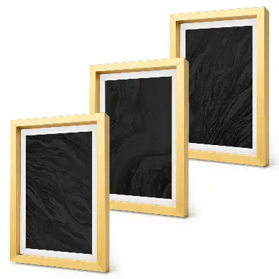 Conjunto de 3 quadros decorativos com texturas elegantes de mármore escuro em estilo glamoroso