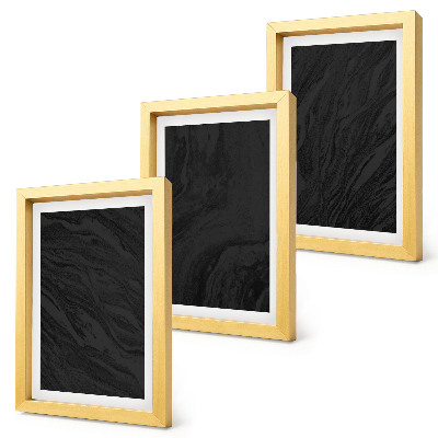 Conjunto de 3 quadros decorativos Texturas elegantes de mármore escuro em um estilo glamoroso.