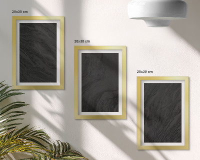 Conjunto de 3 quadros decorativos Texturas elegantes de mármore escuro em um estilo glamoroso.