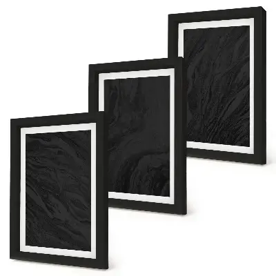 Conjunto de 3 quadros decorativos com texturas elegantes de mármore escuro em estilo glamoroso