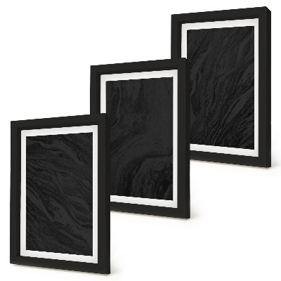 Conjunto de 3 quadros decorativos Texturas elegantes de mármore escuro em um estilo glamoroso.