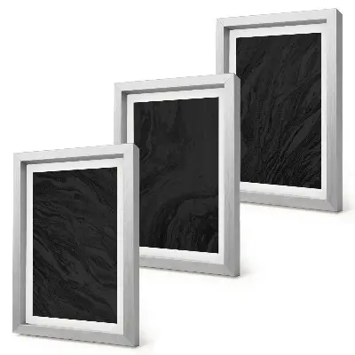 Conjunto de 3 quadros decorativos com texturas elegantes de mármore escuro em estilo glamoroso