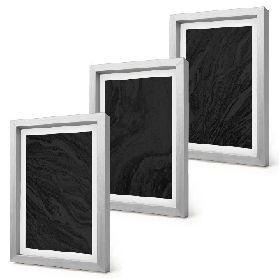 Conjunto de 3 quadros decorativos Texturas elegantes de mármore escuro em um estilo glamoroso.