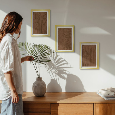 Tríptico com moldura Textura minimalista de casca de árvore com padrão de madeira
