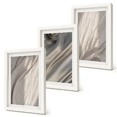 Conjunto de 3 quadros decorativos com detalhes de estruturas de tecido natural em estilo boho