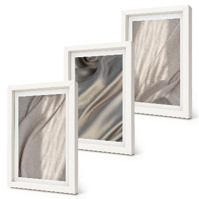 Conjunto de 3 quadros decorativos Detalhe das estruturas de tecido natural em estilo boho.