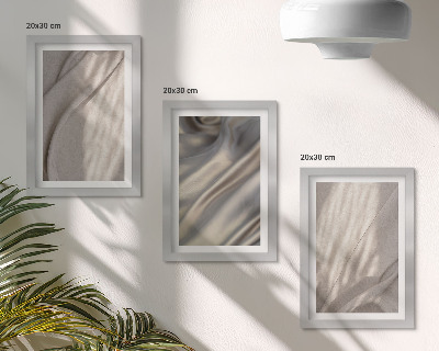 Conjunto de 3 quadros decorativos Detalhe das estruturas de tecido natural em estilo boho.