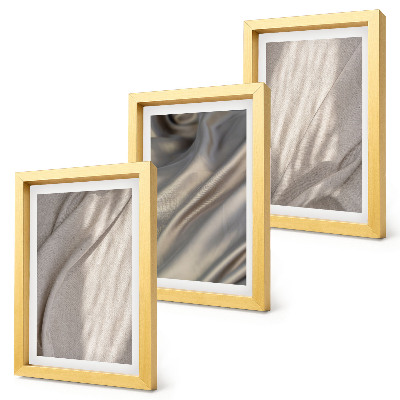 Conjunto de 3 quadros decorativos Detalhe das estruturas de tecido natural em estilo boho.
