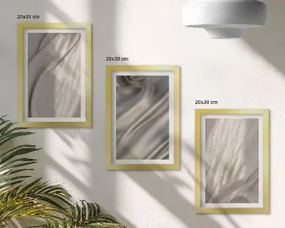 Conjunto de 3 quadros decorativos com detalhes de estruturas de tecido natural em estilo boho