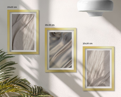Conjunto de 3 quadros decorativos Detalhe das estruturas de tecido natural em estilo boho.