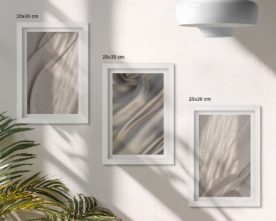 Conjunto de 3 quadros decorativos Detalhe das estruturas de tecido natural em estilo boho.