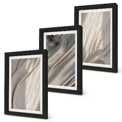 Conjunto de 3 quadros decorativos com detalhes de estruturas de tecido natural em estilo boho