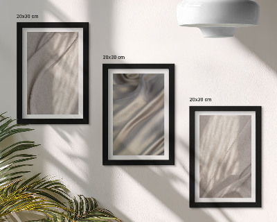 Conjunto de 3 quadros decorativos Detalhe das estruturas de tecido natural em estilo boho.