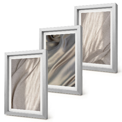 Conjunto de 3 quadros decorativos Detalhe das estruturas de tecido natural em estilo boho.