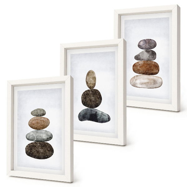 Conjunto de molduras com imagens Pilhas de pedras, pintura minimalista boho