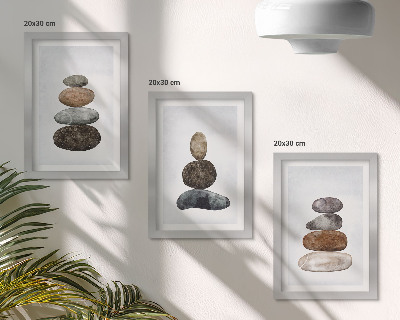 Conjunto de molduras com imagens Pilhas de pedras, pintura minimalista boho