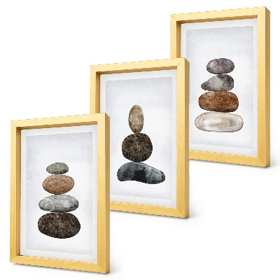Conjunto de molduras com imagens Pilhas de pedras, pintura minimalista boho
